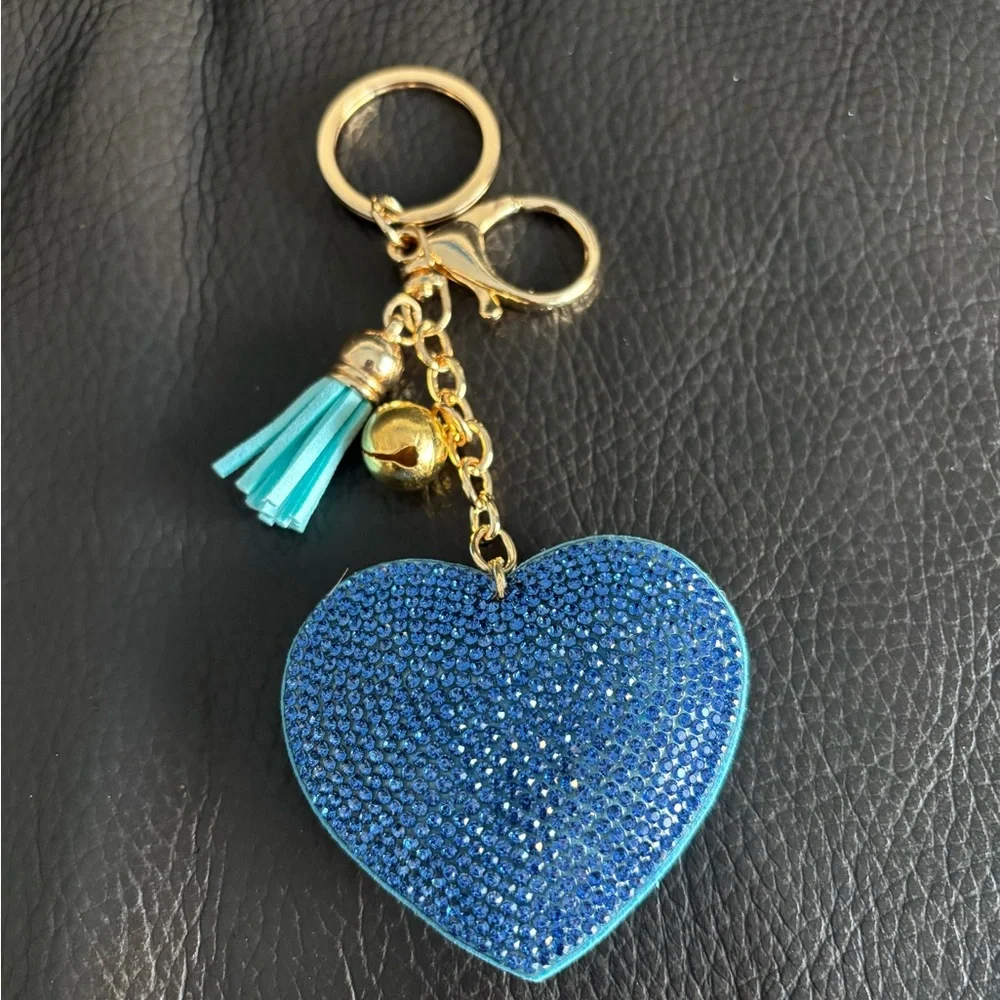Blue Heart Bag Charm Keychain - Picture 3 of 5